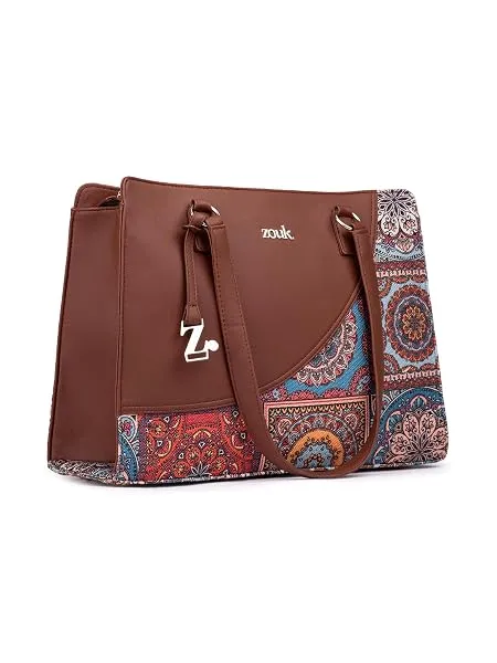ZOUK Women's Office Essential Bag | Jute | Vegan Leather Handcrafted Tote Bag With Double Handle Shoulder Strap — Linkbiz SmartDeal's