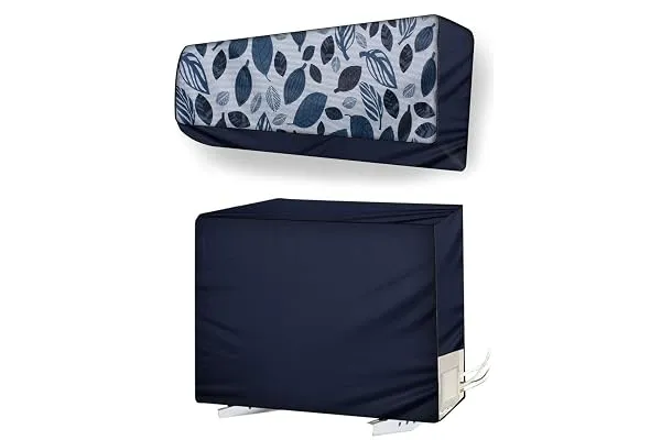 ANPRO Split Ac Cover With Indoor and Outdoor Unit for 1.5 Ton Capacity Water Resistance & DustProof (Blue Leaf) — Linkbiz SmartDeal's