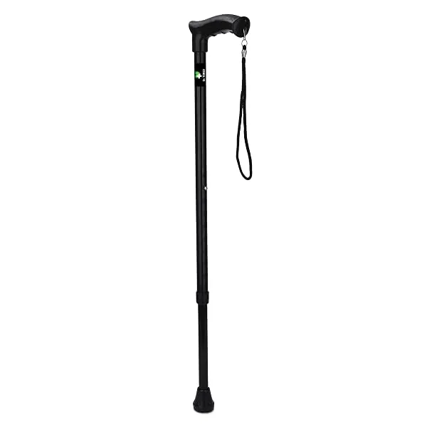 Dr. TORSO All New Walking Stick with Adjustable Height | Anti-Slip Base for Patients, Old People or Physically Challenged (Black) Steel — Linkbiz SmartDeal's