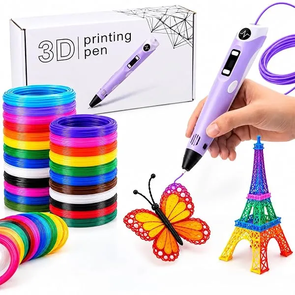 NFIL3D Pen for Kids & Adults|3D Pen Starter Kit – Includes 3Pcs Filament 5Meter Each,1Pcs Cable, 1Pcs Stand,1Pcs Stencils & 1Pcs Pen - for Kids & Gift Set for Birthday (Purple) — Linkbiz SmartDeal's