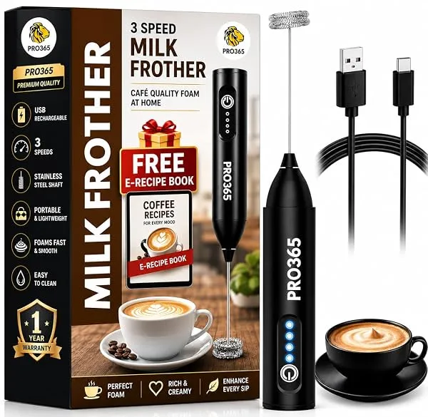 PRO365 Quick Charge Drinks, Coffee Frother | E-Recipe Available | 3-Speed | USB Rechargeable | Dual Spring Stirrer | Lattes & Milkshakes | 1 Year Warranty — Linkbiz SmartDeal's