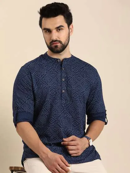 Anouk Men Geometric Printed Cotton Kurta — Linkbiz SmartDeal's