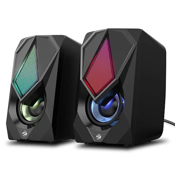 ZEBRONICS Zeb-Warrior II 10 watts 2.0 Multimedia Speaker with RGB Lights, USB Powered, AUX Input, Volume Control Pod for PC, Laptops, Desktop — Linkbiz SmartDeal's