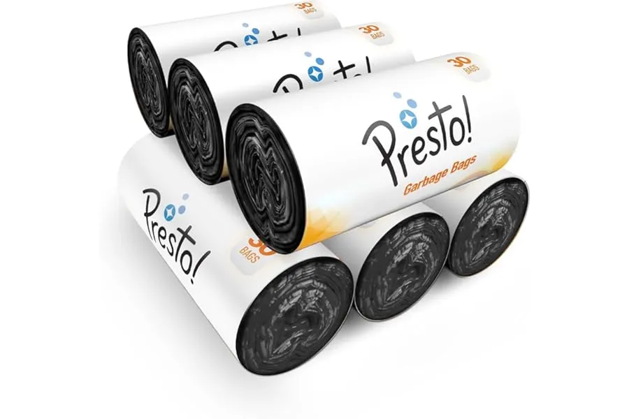 Amazon Brand - Presto! Garbage Bags | Medium | 180 Count | 30 Bags X 6 Rolls | 19 X 21 Inches | — Linkbiz SmartDeal's