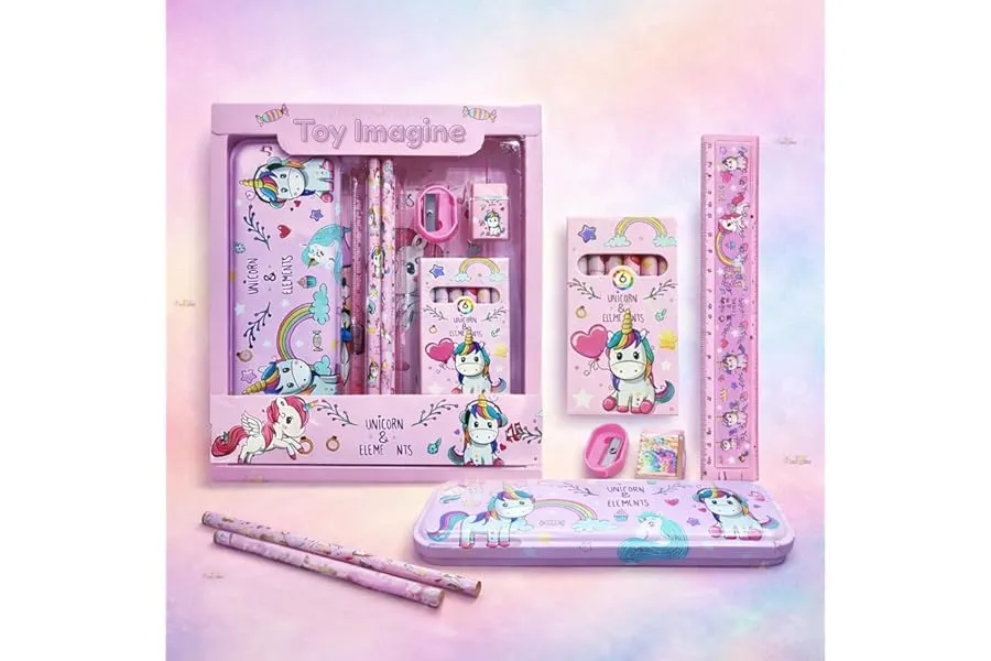 Toy Imagine Unicorn-Themed Stationery Set for Kids – 12 Pcs School Kit with Pencil Case, Pencil — Linkbiz SmartDeal's