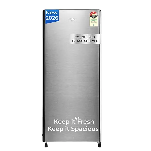Haier 190 L 4 Star Direct Cool Single Door Refrigerator with Fast Ice Making, Easy Clean Back, Large Vegetable Box (HED-204TDSA-N, Dazzle Steel, 2026 Model) — Linkbiz SmartDeal's