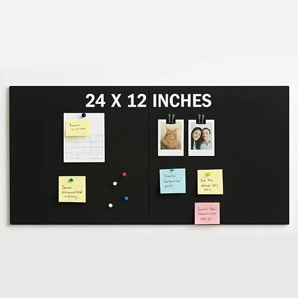 ArtzFolio Felt Bulletin Board Notice Pin Board | 2 Pieces | Self-Adhesive Soundproof Wall Tiles | Acoustic Foam Panels Combo with Push Pins & Sticky Notes | Black | 24 x 12 inch (6 — Linkbiz SmartDeal's