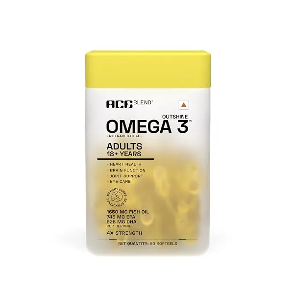 Ace Blend Outshine Omega 3 Fish Oil 4X Strength | 1650mg with 743 EPA & 528 DHA | 2 Softgels Daily for Men & Women | No Fishy Burps | Supports Heart, Brain, Joints & Eye Health | 6 — Linkbiz SmartDeal's