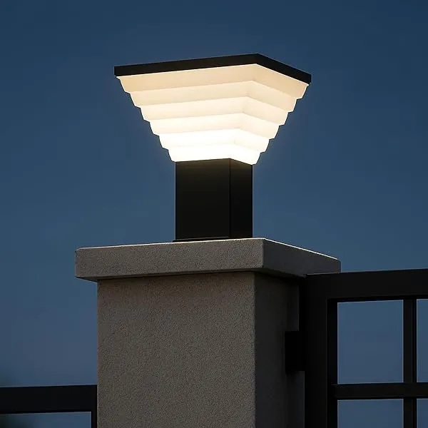 WhiteRay Metal and Polycarbonate Gate Light Waterproof Pillar Lamp Outdoor Decor Garden Lighting Pole Mount Exterior Fixture for Home Entrance Patio Compound Boundary (Bulb Not Inc — Linkbiz SmartDeal's