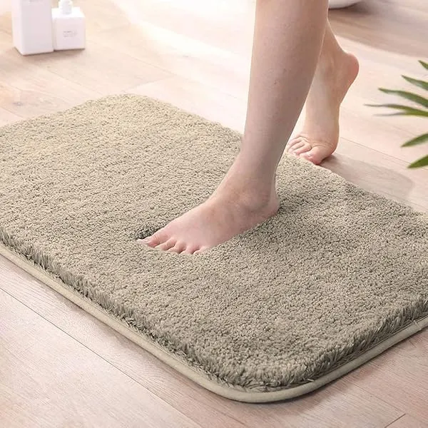 LUXE HOME INTERNATIONAL Microfiber Luxe Home Bath Mat Super Soft Non Slip Vegas Mats For Bathroom, Kitchen, Bedroom, And Door (40X60 Cm, Beige) Pack Of 1, Rectangular — Linkbiz SmartDeal's