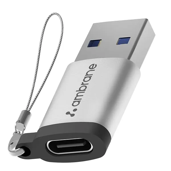Ambrane USB Type C Female to USB Male OTG Adapter with 5 Gbps High-Speed Data Transfer, Compatible with Laptops, Tablets, Smartphone, Chargers and More Devices (AOTG-A1, Grey) — Linkbiz SmartDeal's