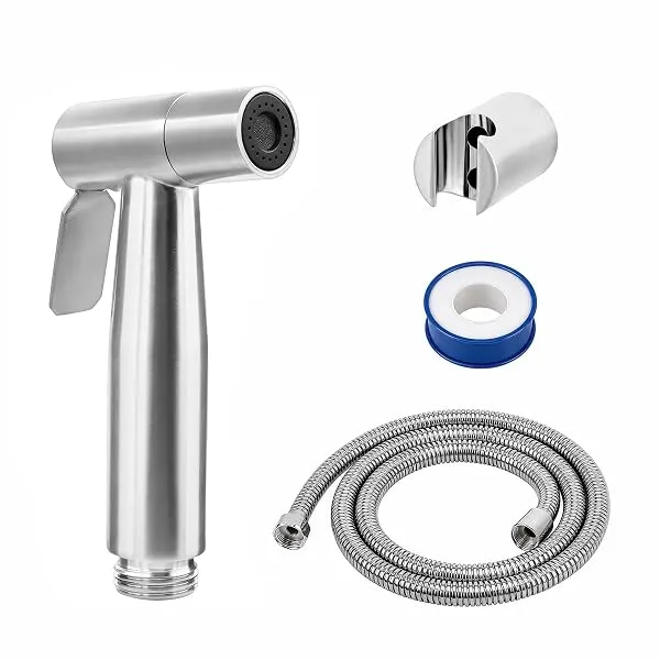 Amazon Basics Pure SS 304 Stainless Steel Health Faucet Set Chrome Finish | Jet Spray Gun with Hose Pipe and Holder for Toilet | Bathroom Bidet Sprayer Kit — Linkbiz SmartDeal's