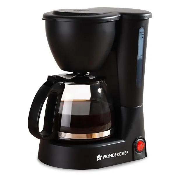 Wonderchef Swift Brew Coffee Machine for Home | 650W | Brew 6 Cups at a Time | Anti-Drip System | Keep Warm Plate | Borosilicate Glass Carafe | Compact Design | 2-Year Warranty — Linkbiz SmartDeal's