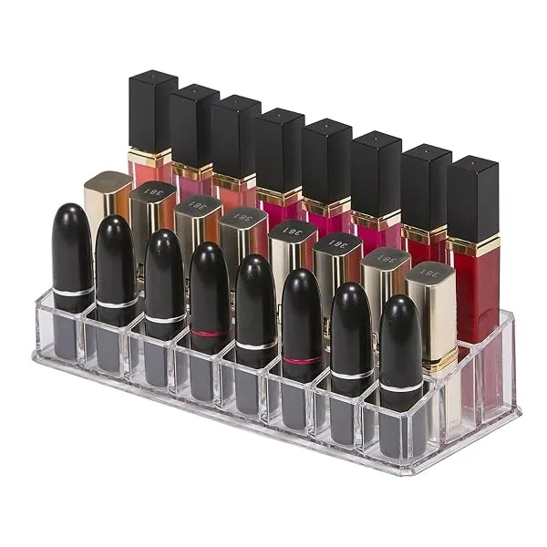 INOVERA (LABEL) 24 Compartment Makeup Lipstick Storage Holder Organizer Case, Pack of 1, Transparent — Linkbiz SmartDeal's