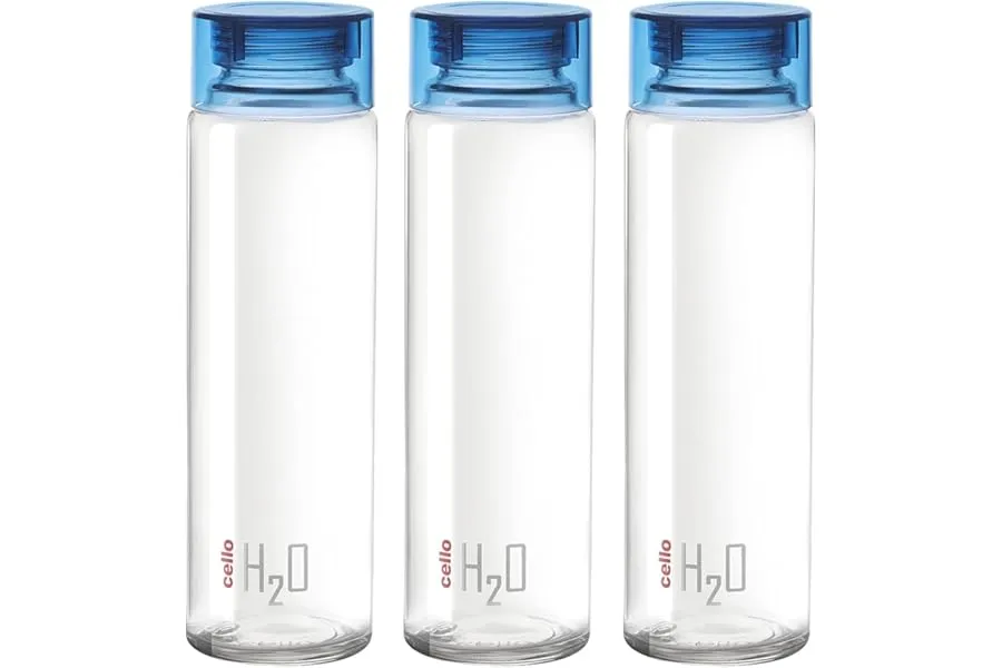 CELLO H2O Glass Water Bottle Set of 3 Pcs for Office & Daily Use 920 ml, Blue | Durable Freezab — Linkbiz SmartDeal's