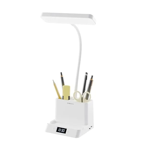 Xech 4-in-1 Study Lamp with Digital Clock, Pen Stand & Phone Holder | Rechargeable Lamp with 3 Colour Tones & Touch Dimming, Portable Office and Study Lamp (Desky Lite Digital) — Linkbiz SmartDeal's
