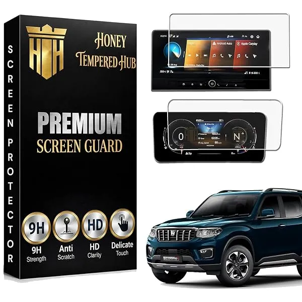 HONEY TEMPERED HUB ( 2 PACK ) Screen Guard For NEW MAHINDRA SCORPIO N FACELIFT 2026/ 12.3 INCH INFOTAINMENT +10.25 INCH INSTRUMENT CLUSTER PROTECTOR / Anti Scratch / Anti Fingerpri — Linkbiz SmartDeal's
