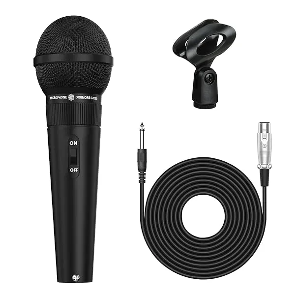 DIGIMORE Super Cardioid Dynamic Vocal Microphone for Singing, Live Performance & Karaoke | Metal Body, 3-Pin XLR Wired Mic | 80Hz–16kHz Frequency Response | 20ft Cable & Mic Holder — Linkbiz SmartDeal's