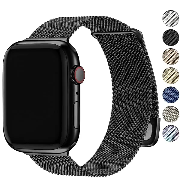 Fullmosa Milanese Loop Strap for Apple Watch 42(S3/2/1) 44 45 46 49mm | Compatible with iWatch Ultra/SE 4/3/2/1 Series 12 11 10 9 8 7 6 5 4,Replacement Band Women Men, Black [NO Wa — Linkbiz SmartDeal's