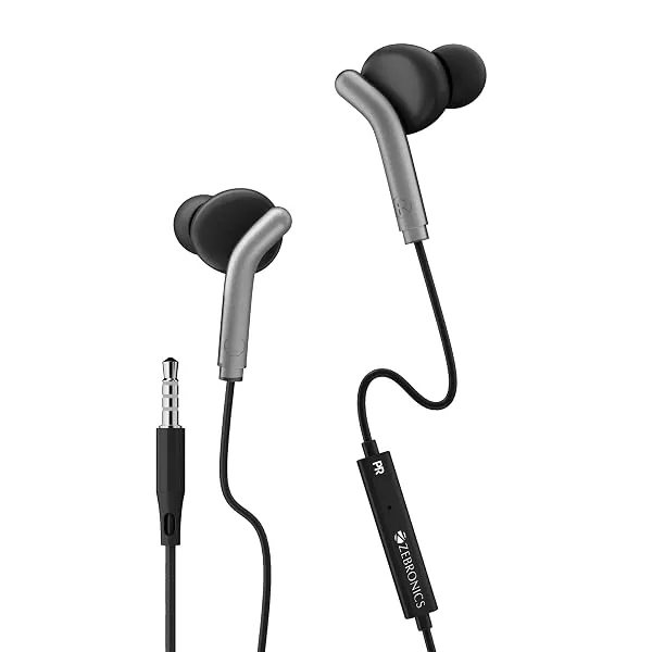 ZEBRONICS BRO 3.5mm Wired Earphones, in-Line MIC, Deep Bass, 1.2m Strong and Long Lasting Cable, Light Weight, Compatible with Mobile | Tablet | Laptop (Black) — Linkbiz SmartDeal's