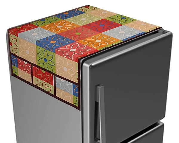 Kuber Industries Multi Floral Print Fridge Cover With Side Pockets|Fridge Top Cover|Refrigerator Cover|Washable Cotton Material|6 Utility Pockets (Multi) — Linkbiz SmartDeal's