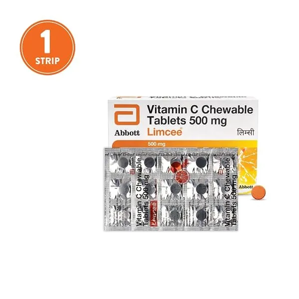 Limcee Chewable Natural Vitamin C Chewable Tablets 500mg || Tangy Orange Flavour || Boost Immunity || Supports Energy || Antioxidant || Skin Care || Men and Women -15 Tabs — Linkbiz SmartDeal's