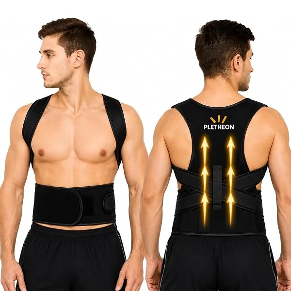 PLETHEON Posture Corrector Belt fit 30 to 44": Tummy (Black) | Adjustable & Comfortable Posture Support for Daily Wear — Linkbiz SmartDeal's
