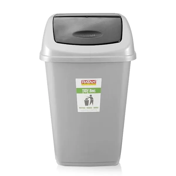 RATAN PLASTICWARE Tidy Bin with Swing Lid 25 Litres Plastic Dustbin, Trash Bin, Garbage Waste Bin For Home, Bathroom, Kitchen, Office, Bedroom Grey Color — Linkbiz SmartDeal's