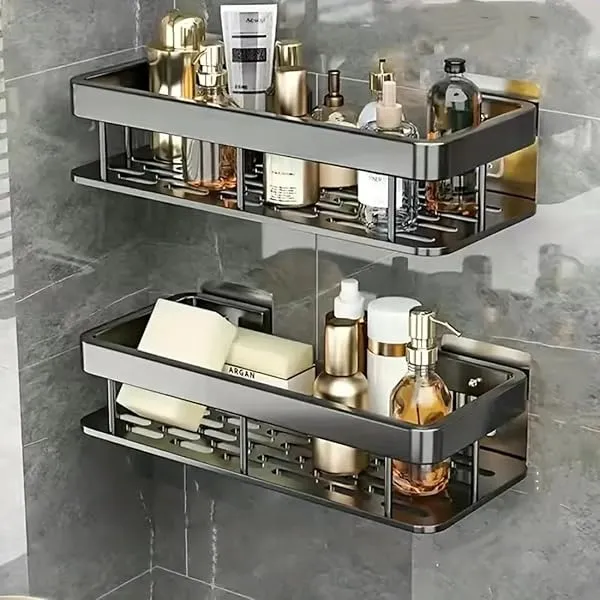 Hallstatt Self Adhesive Bathroom Shelf for Wall Shelf Organizer Wall Mounted Bathroom Shelves Rack Holder Stand for Bathroom Accessories Organiser Without Drill and with Drill - Pa — Linkbiz SmartDeal's
