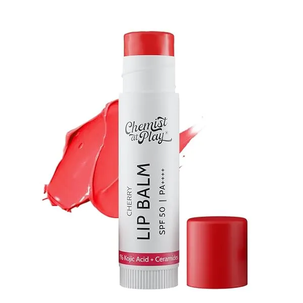 Chemist At Play Cherry Tinted Lip balm SPF 50 | 1% Kojic Acid | Brightening Lip Balm for Dark Lips | For Dry & Chapped Lips | For Men & Women | 4.5 g — Linkbiz SmartDeal's