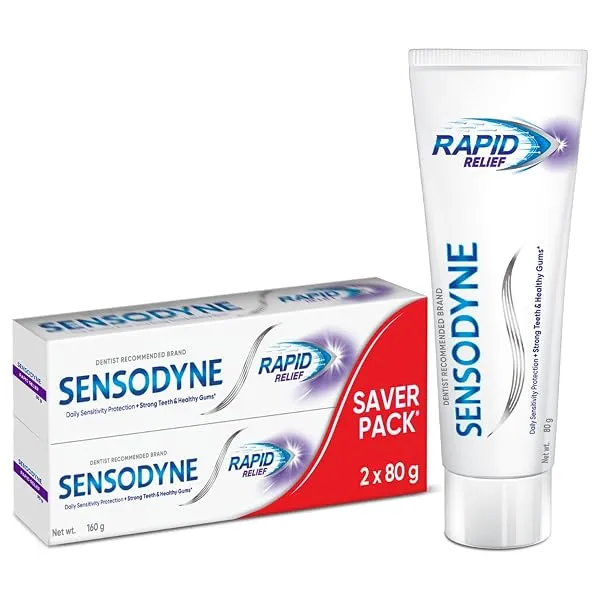 Sensodyne Toothpaste Rapid Relief | Fast Sensitivity Relief Tooth Paste Combo Pack - 160gm (80gm x 2) | Fresh Taste | Dentist Recommended — Linkbiz SmartDeal's