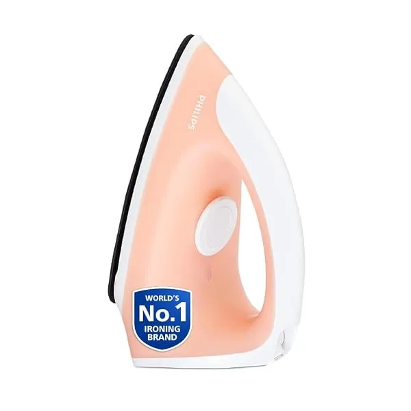 Philips GC097/50 750-Watt Dry Iron, Peach | World no. 1 Ironing Brand, Light & Easy to Use, Black Non Stick Soleplate, Wide Grip — Linkbiz SmartDeal's