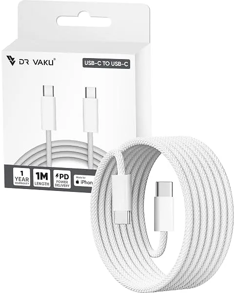 DR VAKU® iPhone Charger Cable(MFi Certified) Type C to Type C Cable for iPhone 17/17 Air/17 Pro/17 Pro Max, 16/16 Plus/16 Pro/Max, iPhone 15, Samsung Galaxy S24/S23/S22/S21 FE Lapt — Linkbiz SmartDeal's