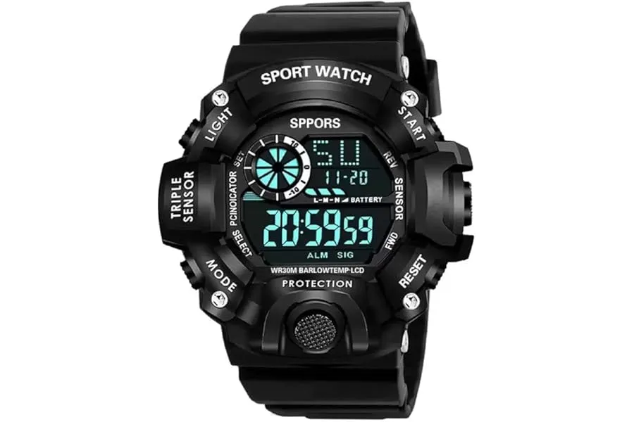 SELLORIA Silicone Digital Watch Shockproof Multi-Functional Automatic Black Color Strap Waterpr — Linkbiz SmartDeal's
