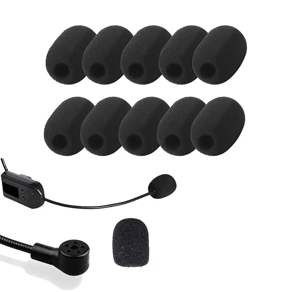 Jubobu Headset Microphone Foam Covers, 10 Pack, 30 x 22 mm, Black | Washable mic sponge windscreens with 8 mm inner holes for compatible headset microphones and portable voice ampl — Linkbiz SmartDeal's