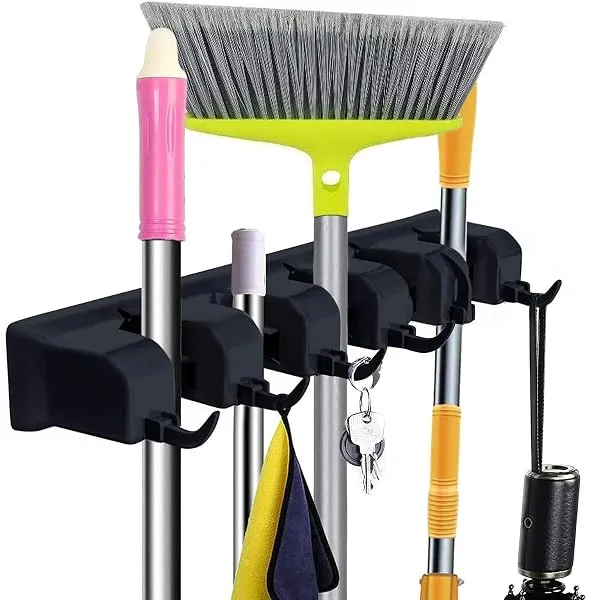Zollyss Mop and Broom Holder Wall Mount, Heavy Duty Broom Stick Holder Wall Mounted, Mop Hanger Wall Mounted Organizer for Home Kitchen Bathroom Garden Garage Storage (5 Positions — Linkbiz SmartDeal's