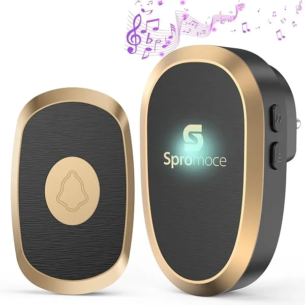 Spromoce Wireless Calling Bell for Home, 1000Ft Long Range Door Bell for Office, IP55 Waterproof Cordless Remote Doorbell with 38 Chimes, 4-Level Volume — Linkbiz SmartDeal's