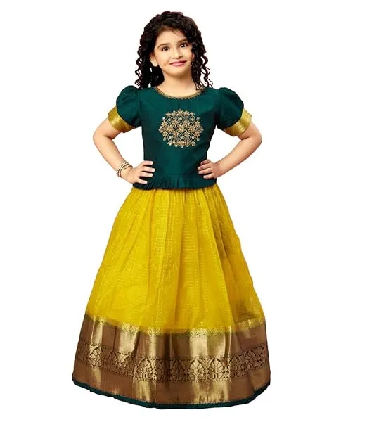 White Button Girls Girls Faux Silk Readymade Lehenga Choli — Linkbiz SmartDeal's