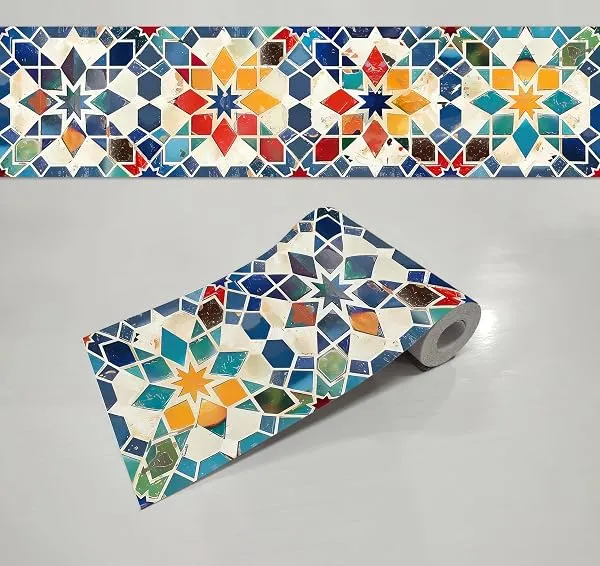 WallDesign Turkish Mosaic Stone Self-Adhesive Tile Border - 4 Inch x 10 Feet, Glossy Vinyl Roll for Kitchen Backsplash, Bathroom, Cabinet, Door, Furniture & DIY Décor — Linkbiz SmartDeal's