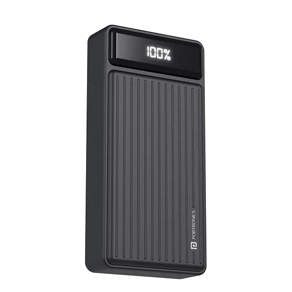 Portronics Luxcell B 20K Advanced 20000 mAh Power Bank with 22.5W Max Output, LED Battery Display, 22.5w Mach USB-A, 20w Type C PD Output, Type C Input, Wake Up Button, Black — Linkbiz SmartDeal's