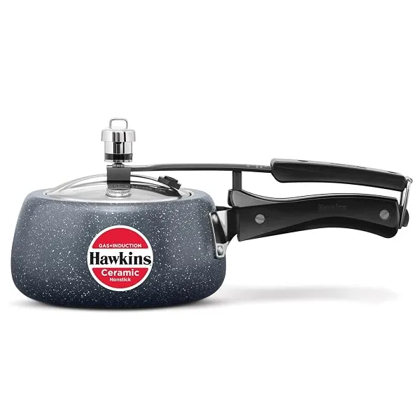 Hawkins 1.5 Litre Ceramic Nonstick Pressure Cooker, Induction Inner Lid Baby Cooker, Granite Contura shaped Cooker, Blue (ICC15) — Linkbiz SmartDeal's