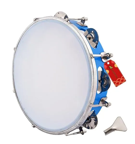 UAPAN Dafli Musical Instrument Dafli/Tambourine 10 inch Hand Percussion Musical Instrument (Blue tambourine) — Linkbiz SmartDeal's