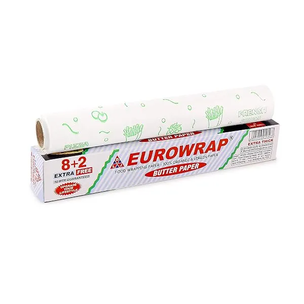 EUROWRAP Food Wrapping Butter Paper 10 Mtr (8+2) | Extra Thick Food Grade Wrap for Cooking, Baking, Packing, Serving & Roti | Non-Stick Multipurpose Parchment Paper | Kitchen Essen — Linkbiz SmartDeal's