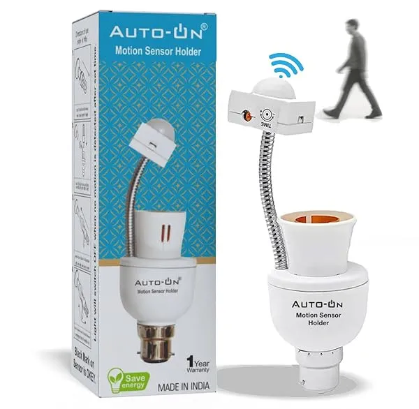Auto-ON Motion Sensor Bulb Holder (Converts Any Bulb to Automatic) (Electricity Saver) (No Day/Night Sensing) (One Year Waranty)- Pack of 1 — Linkbiz SmartDeal's