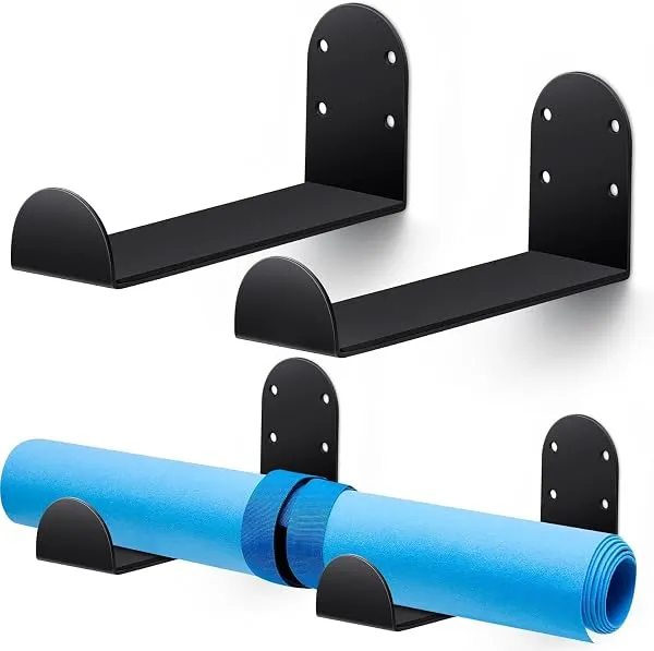Parikshit Sublimation Wall-Mounted Yoga Mat Holder, Acrylic Display Black, with Installation Hardware (Yoga Mat Hanger Black S1) — Linkbiz SmartDeal's