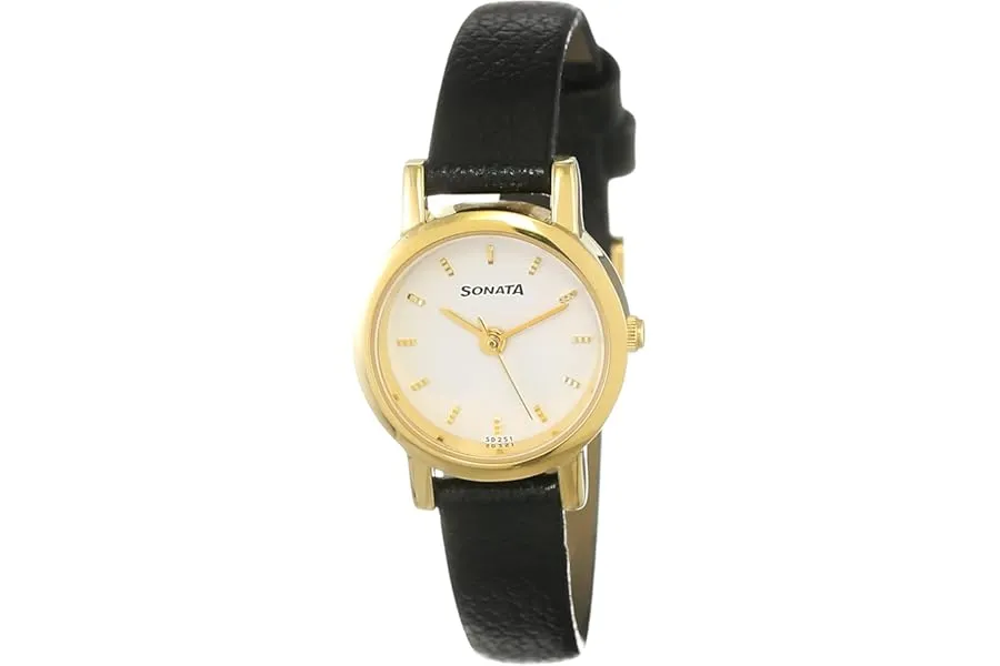 Sonata Quartz Analog White Dial Leather Strap Watch for Women-NS8976YL02W/NT8976YL02W — Linkbiz SmartDeal's