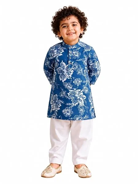 A.T.U.N. (ALL THINGS UBER NICE) Boys 100% Cotton Kurta Pyjama Set | Traditional Ethnic Wear Outfit for Kids | Soft Breathable Printed Kurta with Comfortable Pyjama | Festive Celebr — Linkbiz SmartDeal's