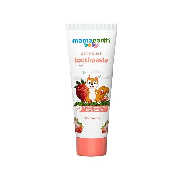 Mamaearth 100% Natural Berry Blast Kids Plaque Removal Toothpaste 50 Gm, Fluoride Free, SLS Free, No Artificial Flavours, Best for baby — Linkbiz SmartDeal's