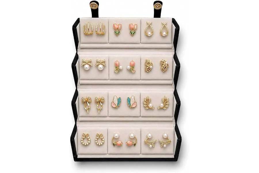 Shining Diva Fashion 12 Pairs Set Earrings for Women Girls with Stylish Organizer Box | Valenti — Linkbiz SmartDeal's