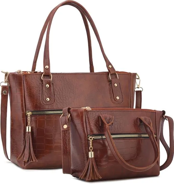 Averaa Tan Women Hand-held Bag Croco Luxe 2-in-1 Set — Linkbiz SmartDeal's